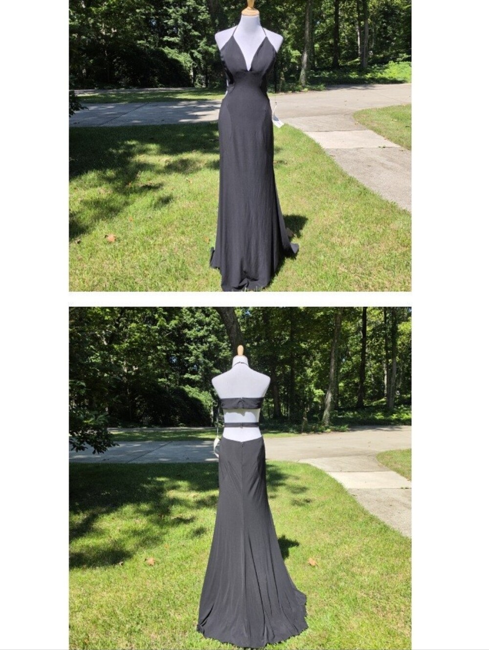 Rachel Allan Black Open Back Gown